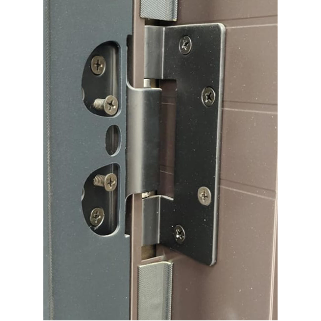 Thumbnail image of grey door with some red leaves around, front view